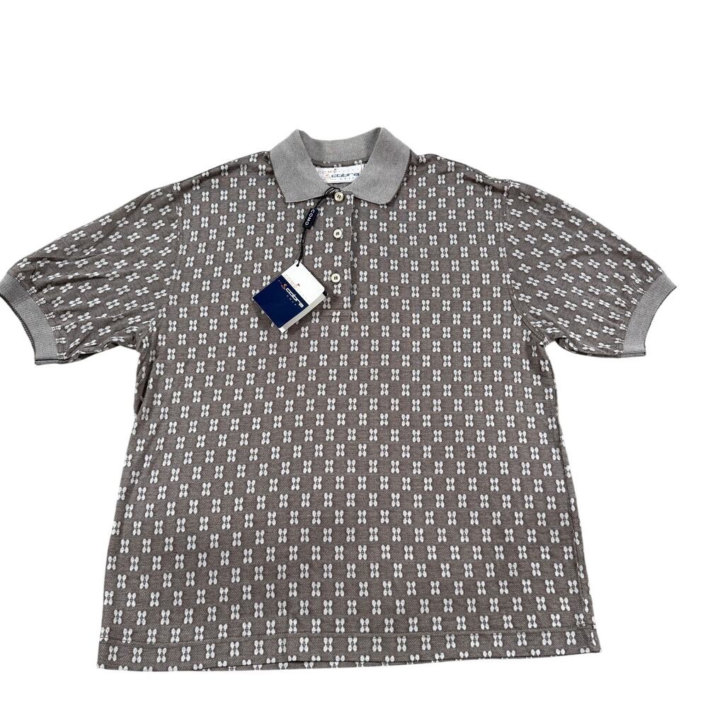 Como WP 606 Womens Polo Shirt M Brown Cotton Geometric NWT